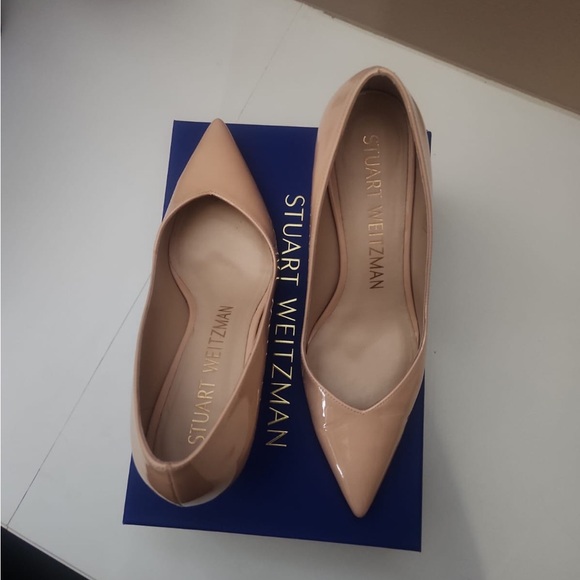 Stuart Weitzman Womens Anny 70 Pumps Heels Patent Leather Beige Nude 37 6.5 . - Picture 9 of 11